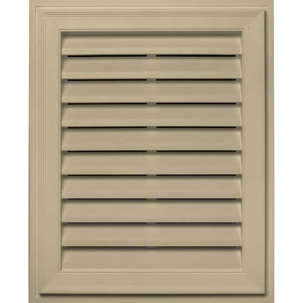 Builders Edge 26.2 in. x 32.2 in. Rectangular Brown/Tan Plastic Built-in Screen Gable Louver Vent