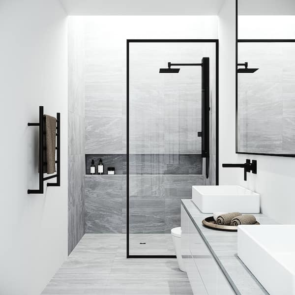 Orchid 39.375 in. 2-Jet High Pressure Shower System with Fixed Rainhead and Handheld Dual Shower in Matte Black
