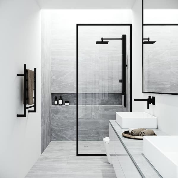 Orchid 39 in. H x 4 in. W 2-Jet Shower Panel System with Adjustable Square Head and Hand Shower Wand in Matte Black