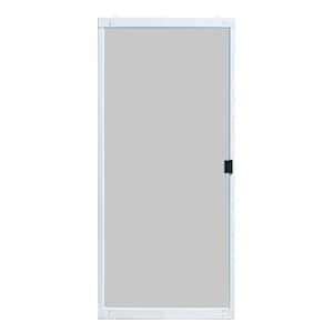 36 in. x 80 in. Adjustable Fit White Steel Sliding Patio Screen Door