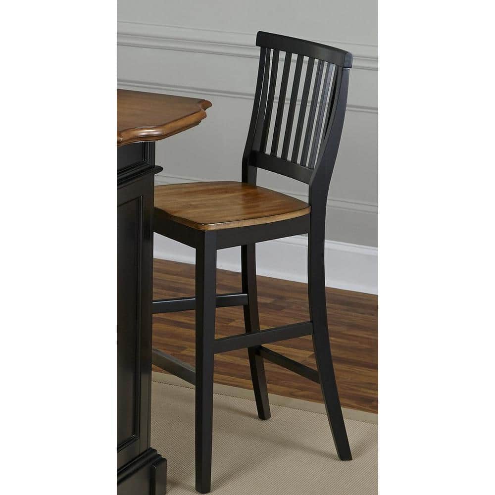 Cottage Comfort Black and Oak 24" Counter Stool with Slat Back
