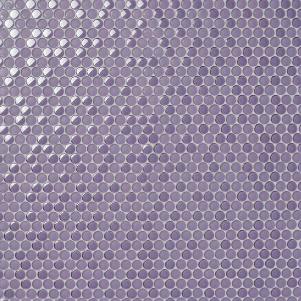 Ivy Hill Tile Contempo Purple Circle 11-1/2 in. x 12 in. 8 mms Polished and Frosted Glass Mosaic Tile(0.96 sq. ft. )