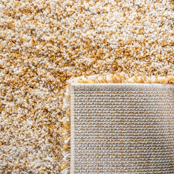SAFAVIEH Hudson Shag 9 ft. x 12 ft. Ivory/Gold Solid Marle Area