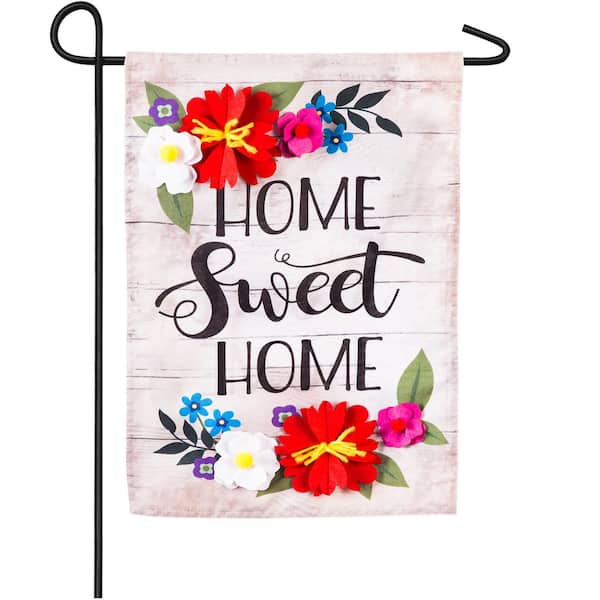 Evergreen 12.5 in. x 18 in. Floral Home Sweet Home Garden Linen Flag