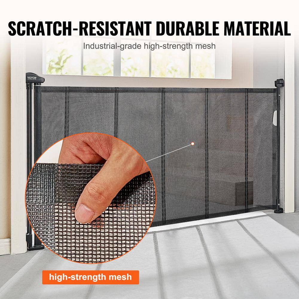 Black Retractable Plastic Stairway Safety Gate