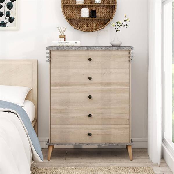 Farmhouse Chest Dresser of Drawers Tall Storage Organizer-GreyCostway Farmhouse Chest Dresser of Drawers Tall Storage Organizer-GreyCostway