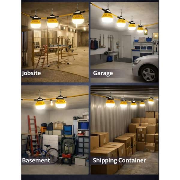 120-Volt 13000 Lumen LED Linkable String Work Light Plug-In 100 ft. Hanging Jobsite Light for Garage Attic
