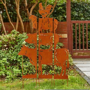 51.25 in. H Metal Farmhouse Silhouette Rustic Yard Stake (3-Piece)