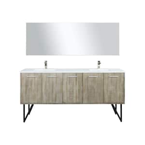 Lancy 72 in W x 20 in D Rustic Acacia Double Bath Vanity, Cultured Marble Top, Brushed Nickel Faucet Set and Mirror