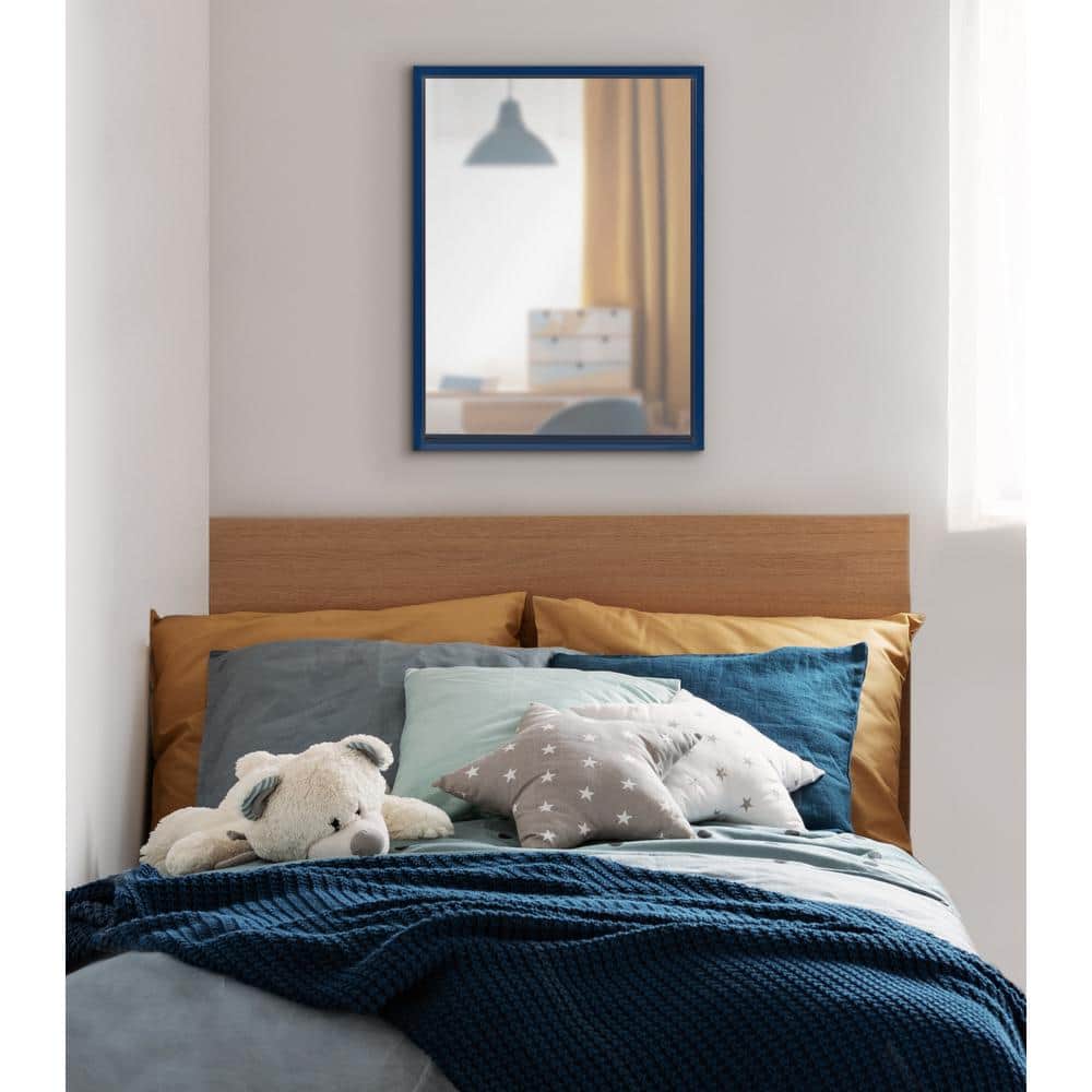 Navy Blue Rectangular Wood Vanity Wall Mirror