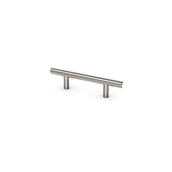 SIMPLY WOODMARK PRO Shaker Partial Overlay 5.3125 in. W x 1.28125 in. D x 0.5 in. H T Bar Pull in Satin Nickel