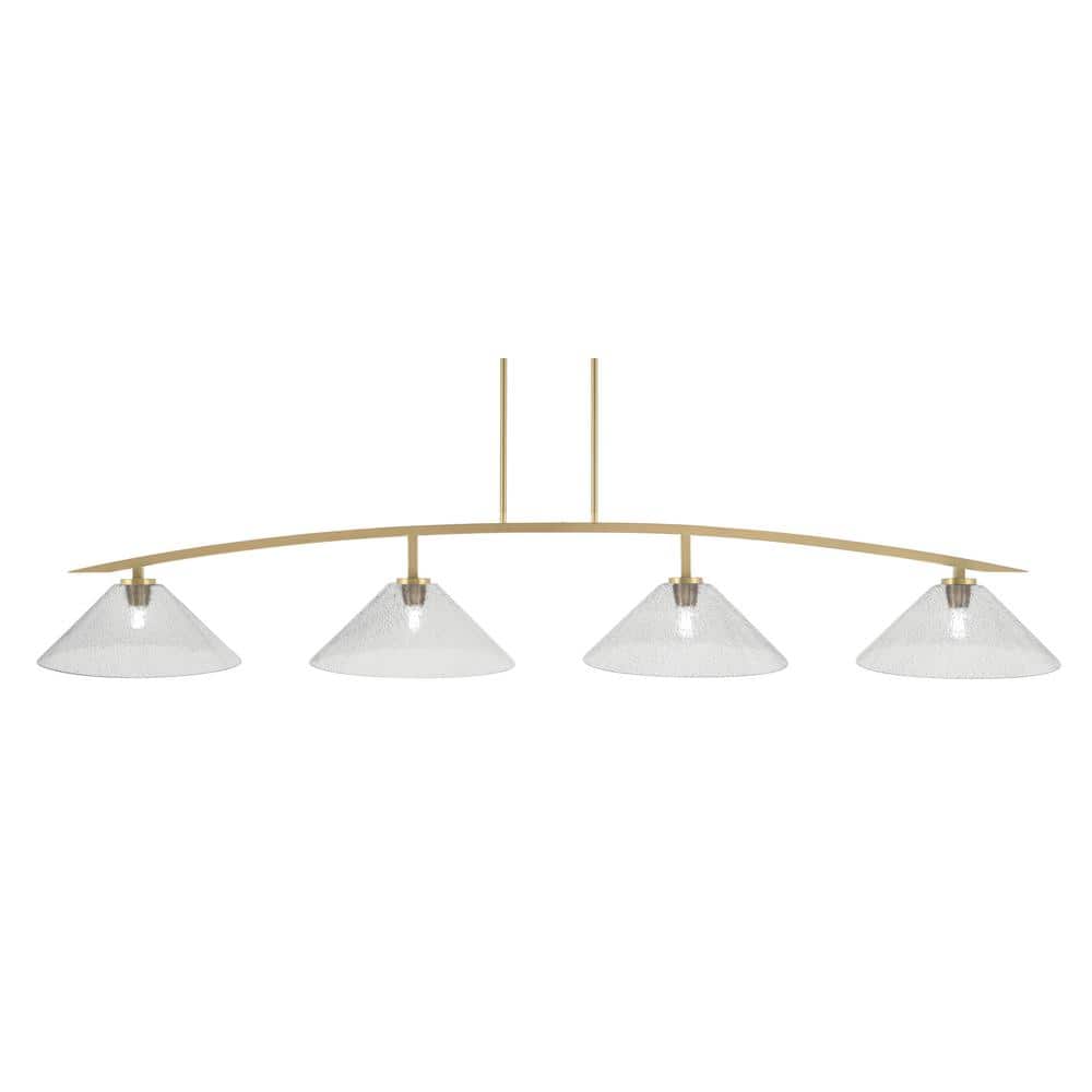 Siena 4-Light New Age Brass Billiard Light with 16 in. Smoke Bubble Glass S