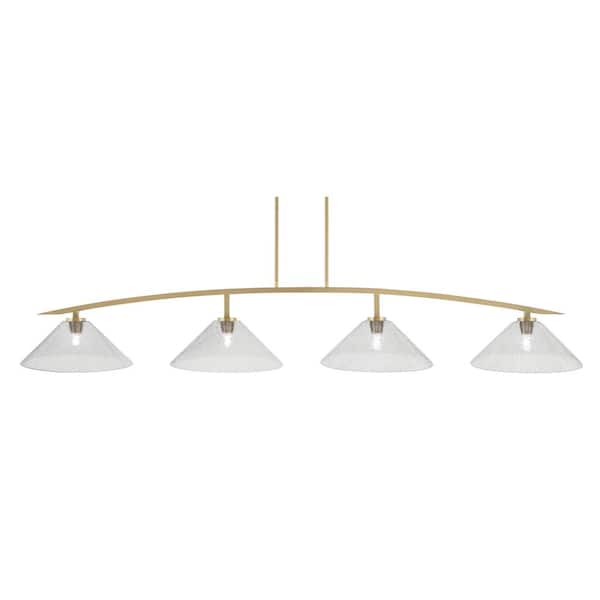 Unbranded Siena 4-Light New Age Brass Billiard Light with 16 in. Smoke Bubble Glass Shades, no bulbs included