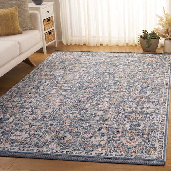 Vivaldi 5 ft. x 8 ft. Light Blue/Ivory Distressed Border Area Rug