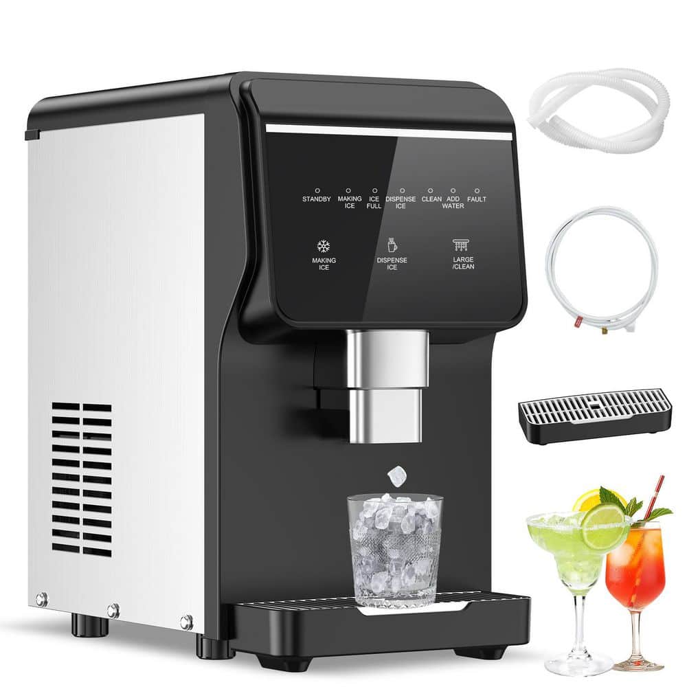 12 in 100 lbs. Full Size Ice Cubes per day Portable Nugget Countertop Freestanding Ice Maker in Black 4 Adjustable Feet