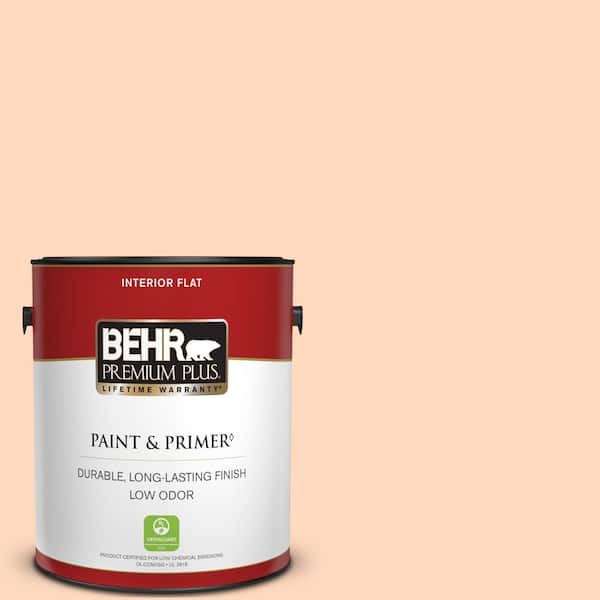 BEHR PREMIUM PLUS 1 gal. #270C-2 Shrimp Cocktail Flat Low Odor Interior Paint & Primer