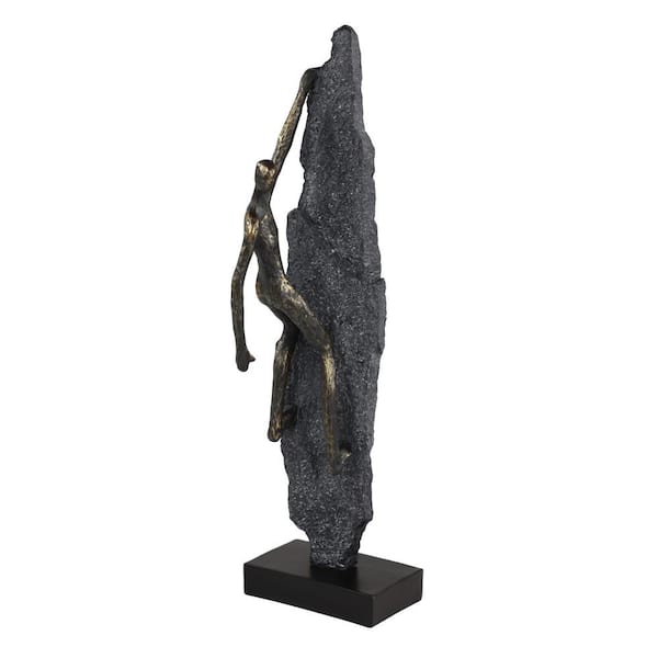 5 in. x 19 in. Bronze Polystone Climbing People Sculpture