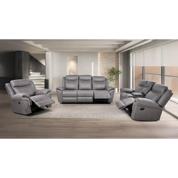 Furniture of America Amelia 2-Piece Warm Gray Faux Leather Manual