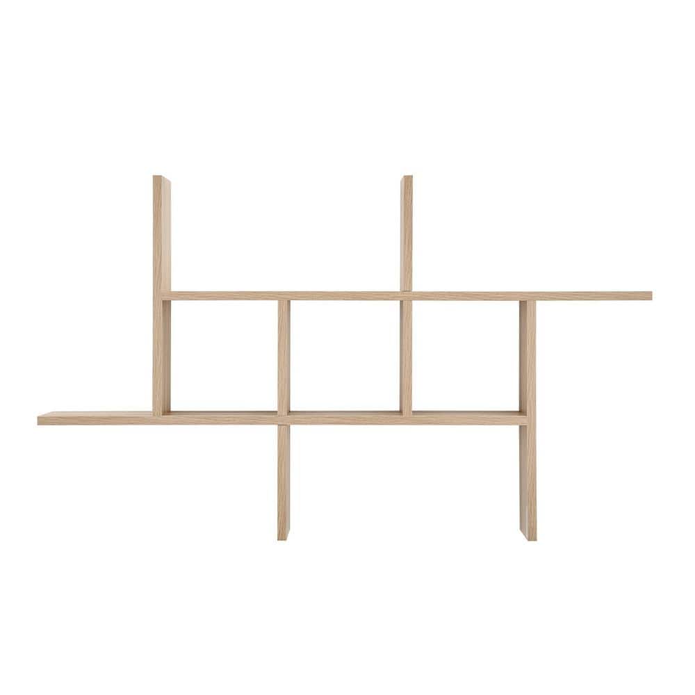 Chestnut Wood Floating Cantilever Cubby Wall Shelf