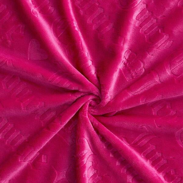 JUICY COUTURE Embossed Hot Pink Logo Plush Microfiber Throw