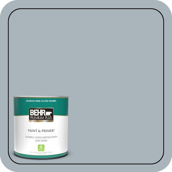 BEHR PREMIUM PLUS 1 qt. #N490-3 Shaved Ice Semi-Gloss Enamel Low Odor Interior Paint & Primer