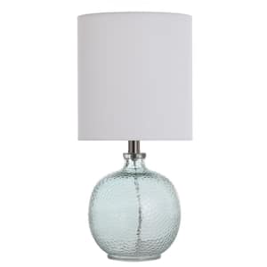 20 in. Light Aqua Blue Table Lamp with White Hardback Fabric Shade
