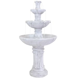 Grecian Column Inspired 3-Tier Outdoor Water Fountain