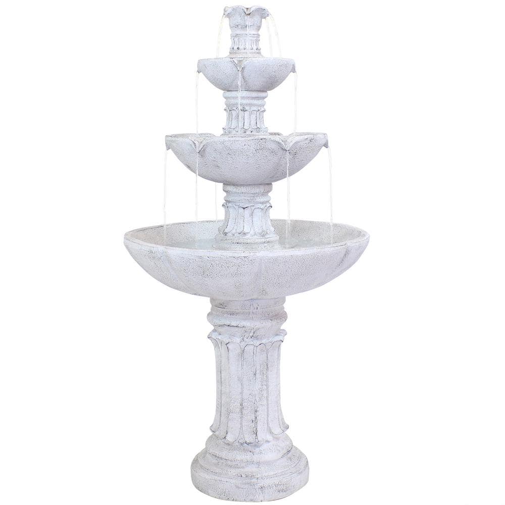 Sunnydaze Grecian Column Inspired 3-Tier Outdoor Water Fountain FWD-419 ...