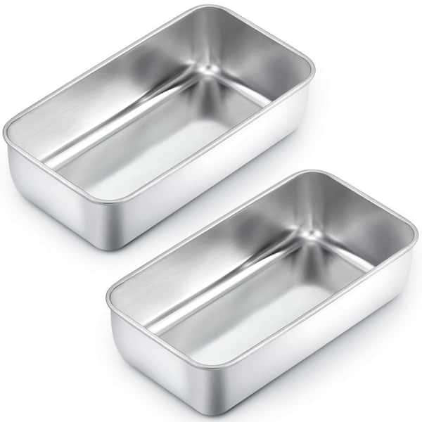 9 in. x 5 in. Stainless Steel Loaf Pan with Oven and Dishwasher Safe for Baking Bread, Brownies, and Treats (2-Pack)