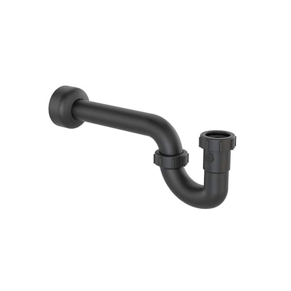 KEENEY 1-1/2 in. ABS Decorative P-Trap in Matte Black with 1-1/4 in. Reducer Washer