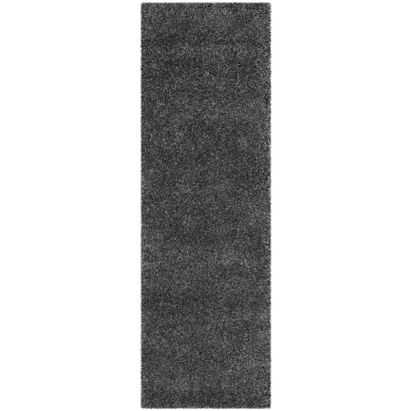 Santa Monica Shag Dark Gray 2 ft. x 11 ft. Solid Runner Rug