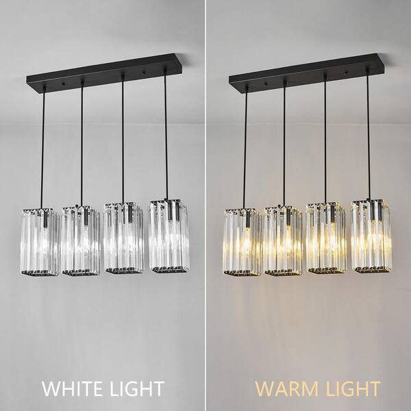 ZHLWIN Home Lighting 40-Watt 4-Lights Black Mini Crystal Rectangle