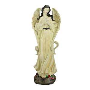 13.5 in. Heavenly Peace and Love Angel with Dove Outdoor Patio Garden Statue