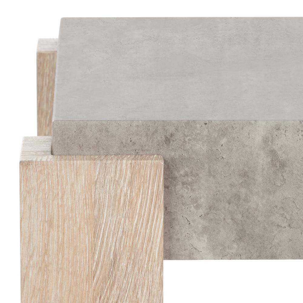 Coromio 21.1 in. Light Gray Square Concrete End Table - thumbnail 4