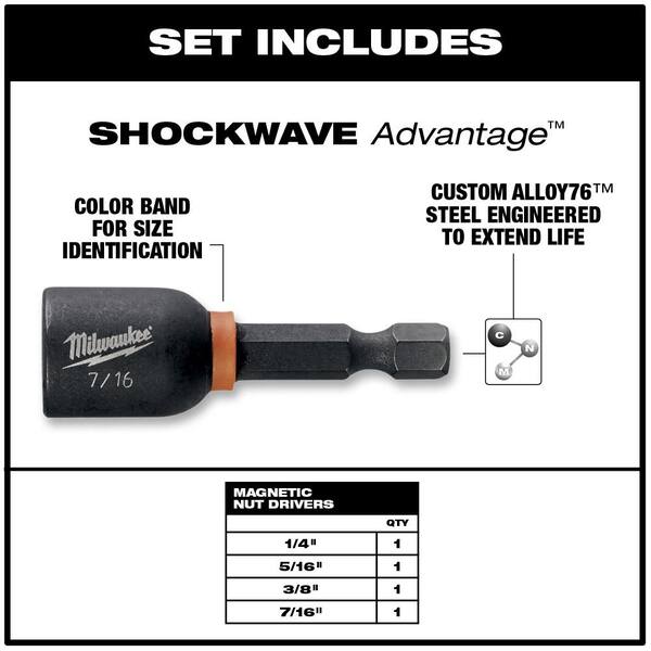Details about   NEW Milwaukee SHOCKWAVE IMPACT Magnetic 5/16" x 1-7/8" Nut Driver 49-66-4503 
