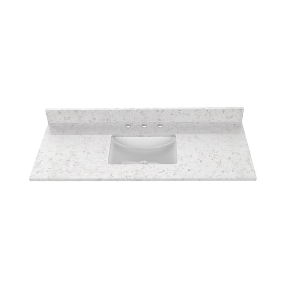 Home Decorators Collection 37 in. W x 22 in. D Quartz Vanity Top in Snow Orchid with White Ceramic Rectangular Single Sink