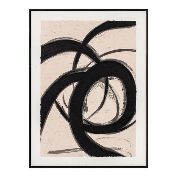 Perrin 2 Framed Art Print, Lyrical Wispy Acrylic Brush Strokes with Solid Pine Wood Frame 32 in. x 24 in.
