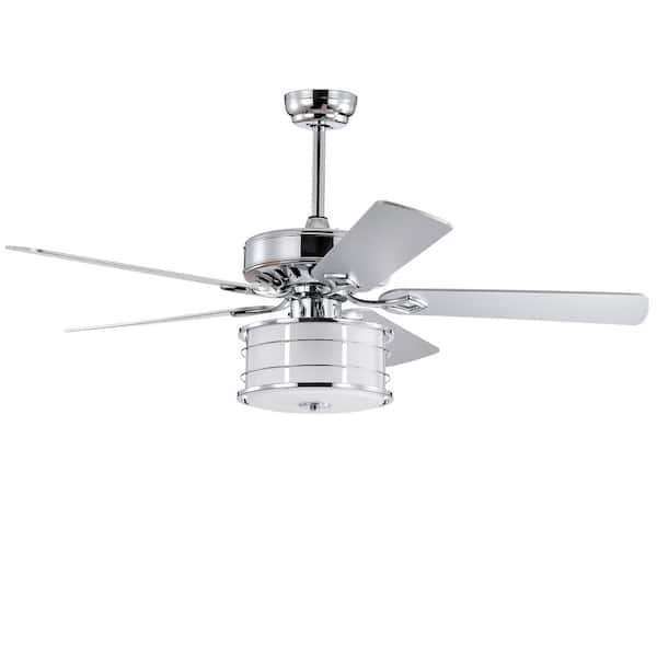 Light Pro 52 in. Smart Indoor Chrome Finish Downrod Mount Low Profile Standard Ceiling Fan with Remote for Living Room