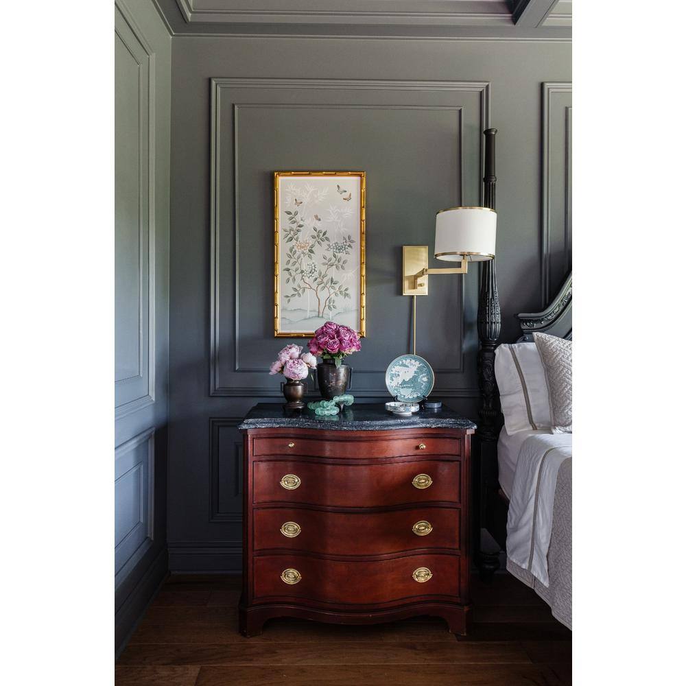 Madison Aged Brass Dimmable Sconce with White Silk Shade
