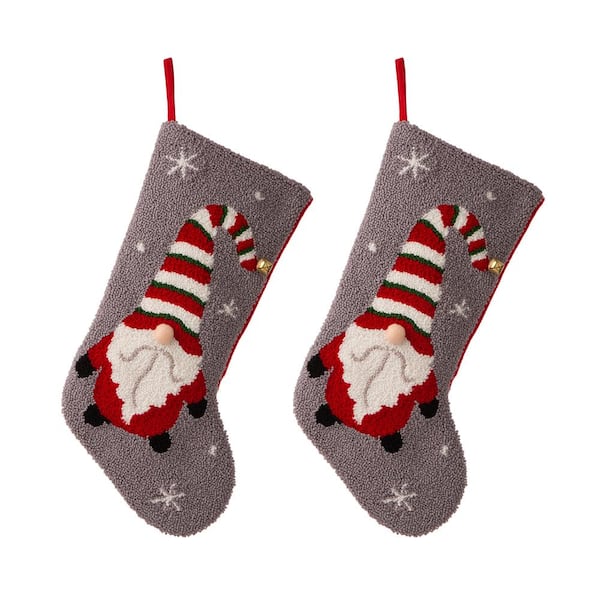 Glitzhome 2-Pack 21 in. H Hooked Stocking, Gnome