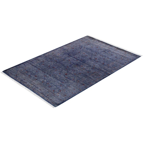 Purple 4 ft. 2 in. x 6 ft. 5 in. Fine Vibrance One-of-a-Kind Hand-Knotted Area Rug