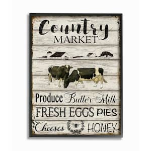 24 in. x 30 in. "Farmhouse Planked Look Country Market Sign" by Jean Plout Framed Wall Art