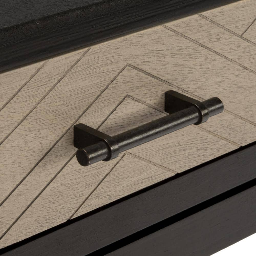 Ajana Black and Greige Wood Metal Accent Table with Storage