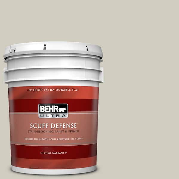 BEHR ULTRA 5 gal. #N320-2 Toasty Gray Extra Durable Flat Interior Paint & Primer