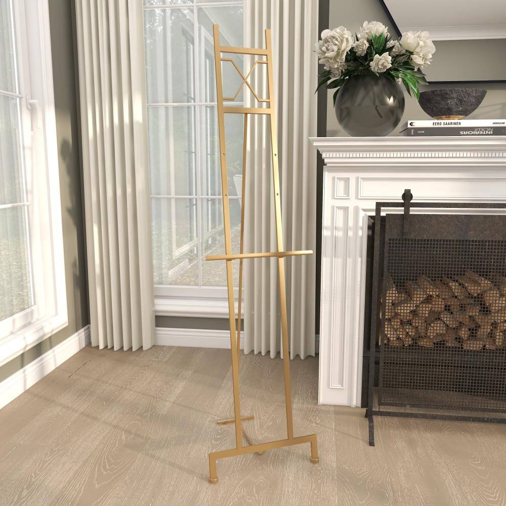 Gold Adjustable Metal Floor Easel with Chain Support