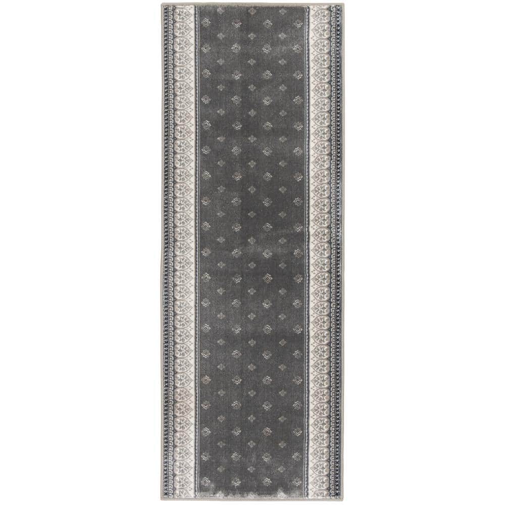 Kurdamir Fleur de Lis Dove/Oyster 26 in. x Your Choice Length Stair Runner Rug price history on PriceWatchPro