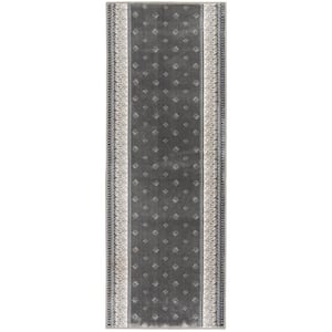 Kurdamir Fleur de Lis Dove/Oyster 26 in. x Your Choice Length Stair Runner Rug