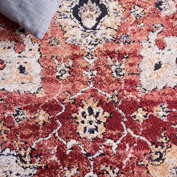 SAFAVIEH Luna 7 ft. x 7 ft. Red/Rust Abstract Ornate Round Area
