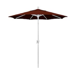 7.5 ft. Matte White Aluminum Market Push Tilt Patio Umbrella in Brick Pacifica