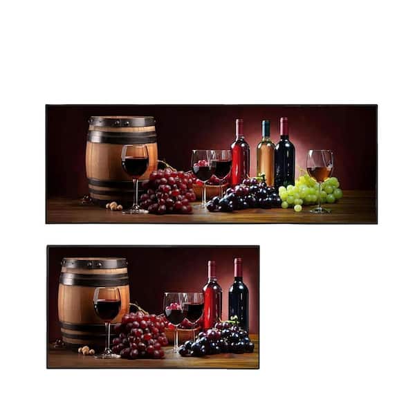 Black 47 in. x 17 in. Indoor Absorbent and Washable Kitchen Rugs and Mats Set of 2